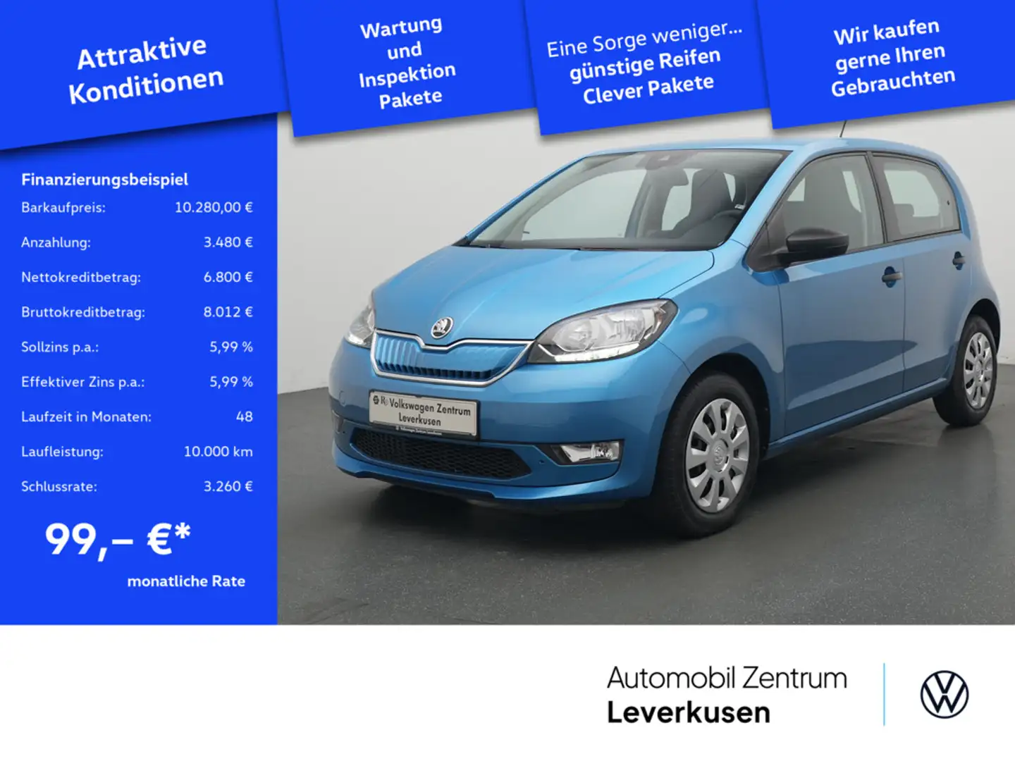 Skoda Citigo e iV Ambition PORT NAVI SHZ PDC KLIMA Blau - 1