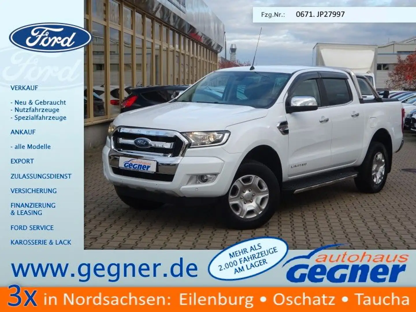 Ford Ranger DK 160PS Autm. Limited 4x4 Rollo AHK Blanc - 1