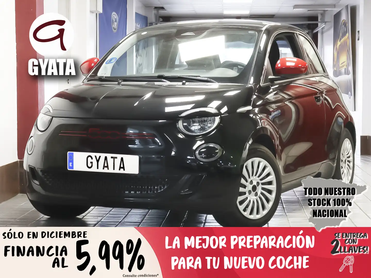 Fiat 500e Red 87KW Negro - 1