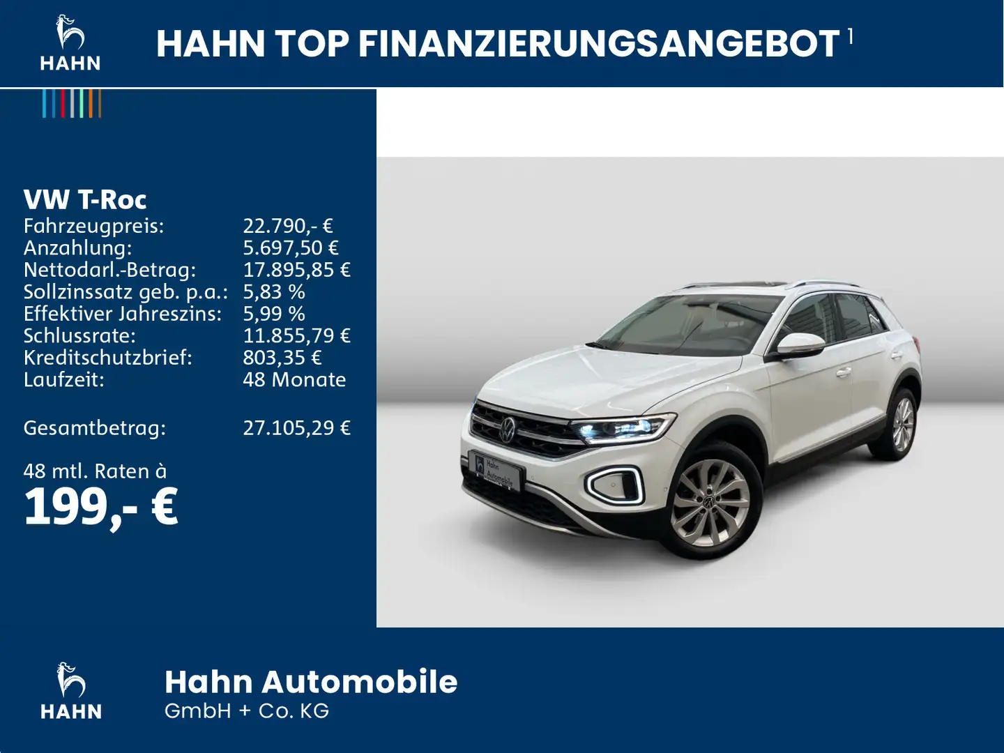 Volkswagen T-Roc 1.5 TSI DSG Style AHK Pano Klima Weiß - 2