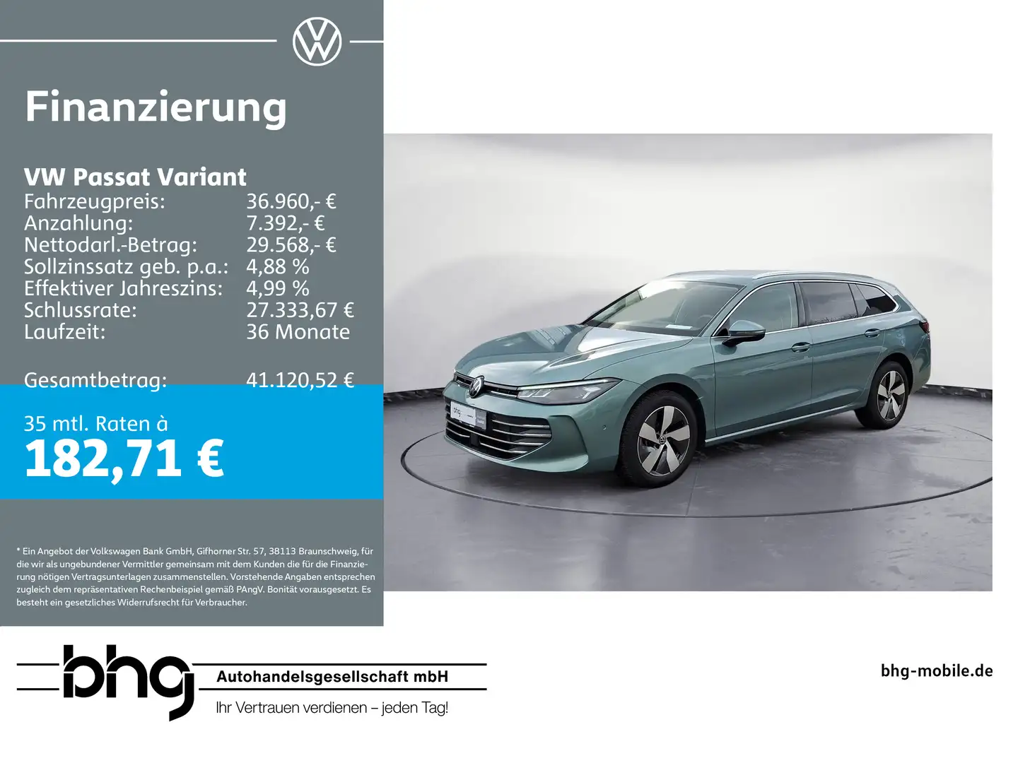 Volkswagen Passat Variant 1.5 e-TSI DSG Business Anhängevor Grün - 1