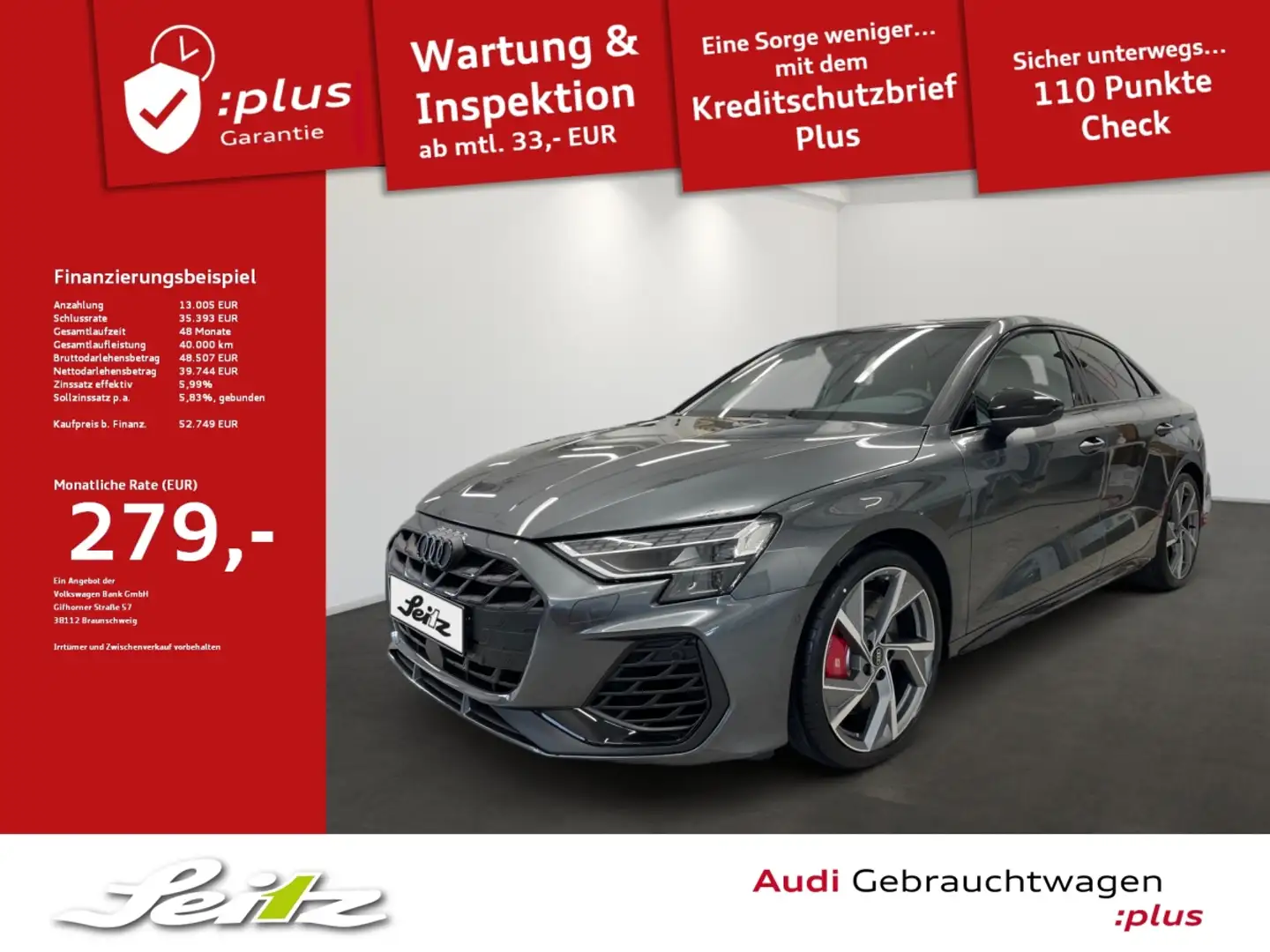 Audi S3 Limousine 2.0 TFSI quattro *PANO*MATRIX*NAVI*KAMER Gris - 1
