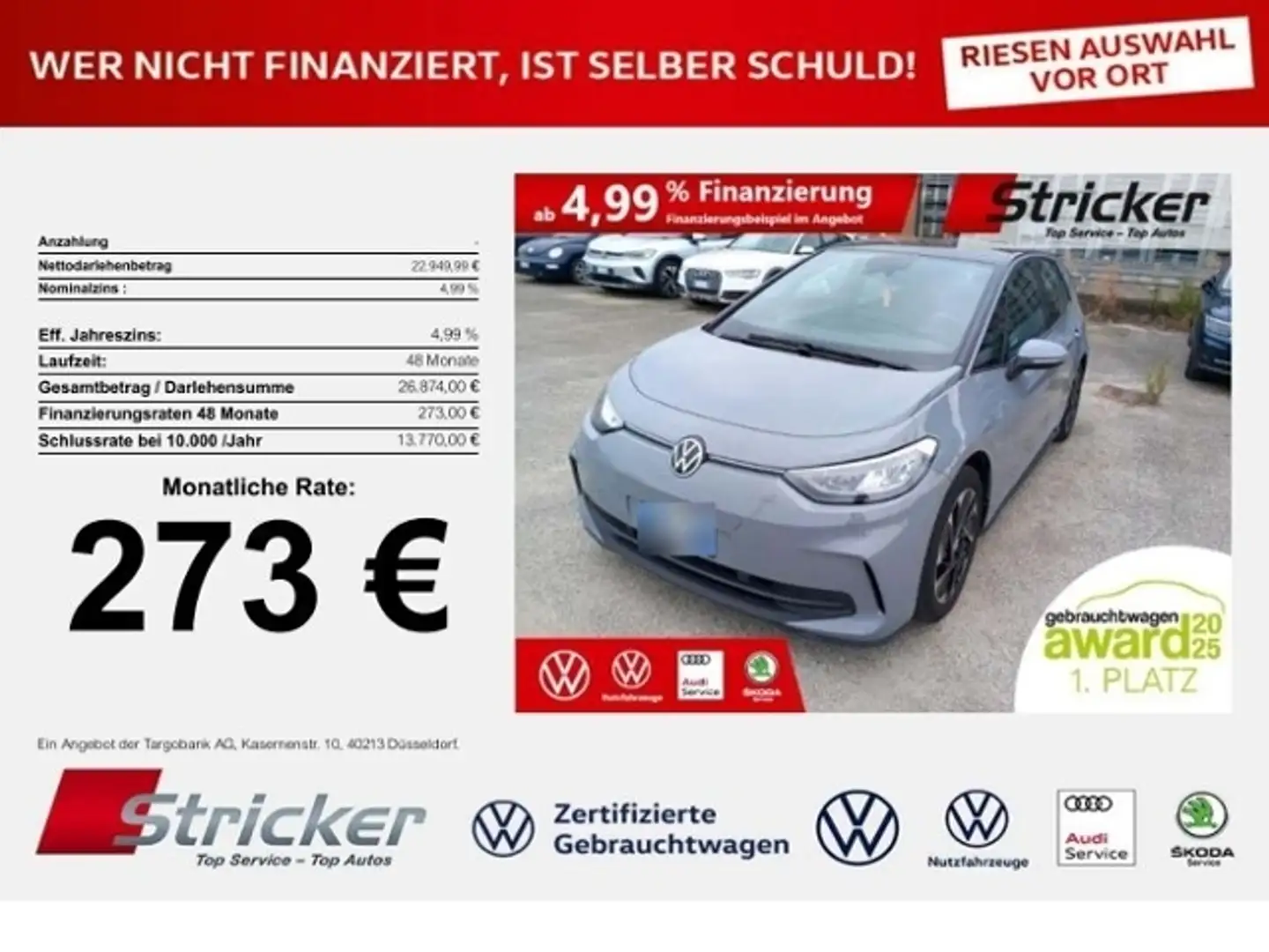 Volkswagen ID.3 Pro 150/58 273,-ohne Anzahlung Navi ACC Sitzheizu Grau - 1