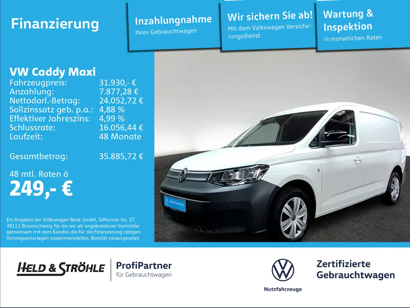 Volkswagen Caddy 2.0 TDI DSG AHK-VORB. KLIMA RFK SHZ Weiß - 1