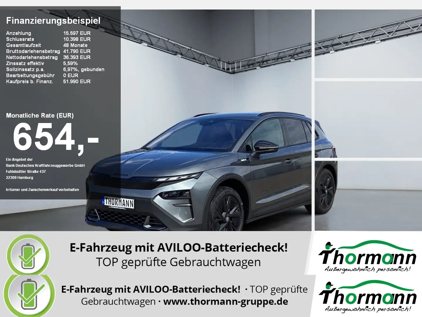 Skoda Elroq RS 84 kWh  4x4 Matrix LED Klima AHK Grau - 1
