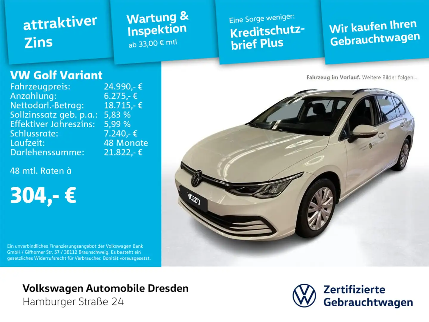 Volkswagen Golf Variant Golf VIII Variant Life 2.0 TDI LED ACC TRAVEL Weiß - 1