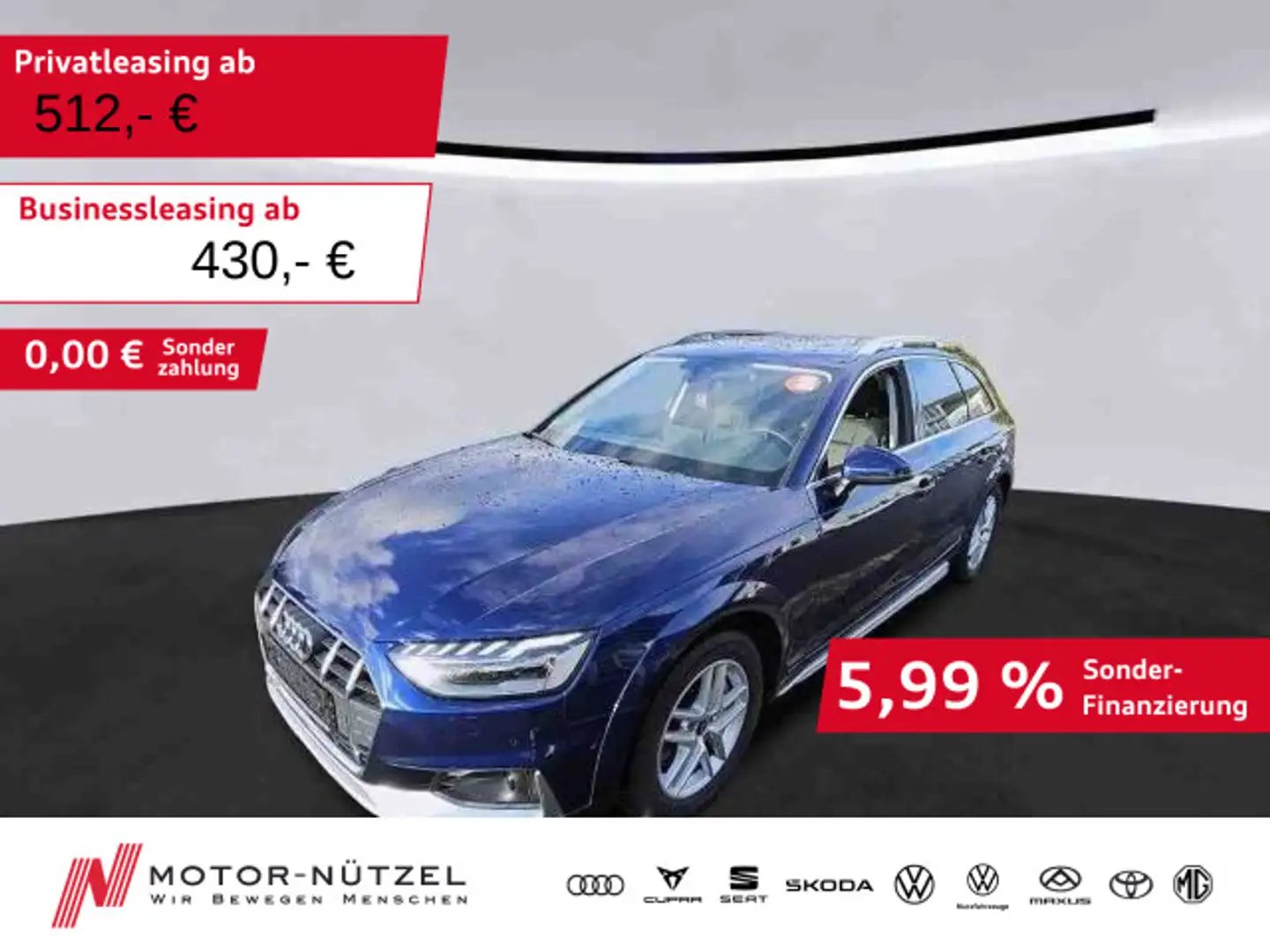 Audi A4 allroad A4 allroad quattro 45 TFSI 5JG+MATRIX+AHK+STDHZG Blauw - 1
