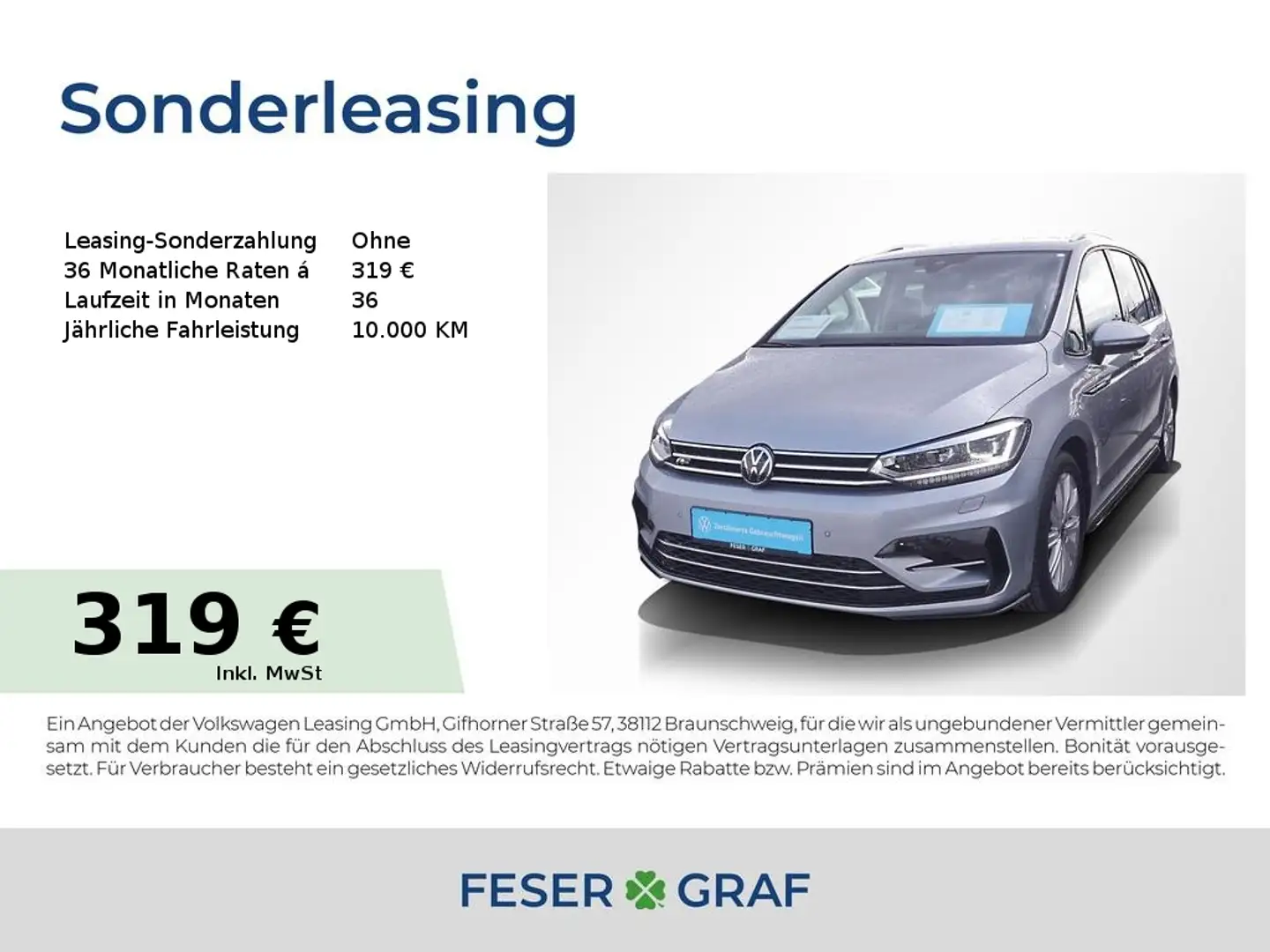 Volkswagen Touran 1.5 TSI R-Line Ext. DSG ACC LED Navi RüKa Silber - 1