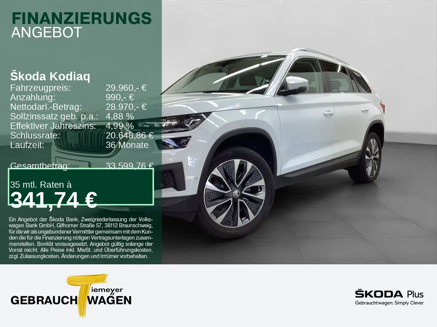 Skoda Kodiaq 2.0 TDI 4x4 AMBITION LM19 AHK STHZG Weiß - 1