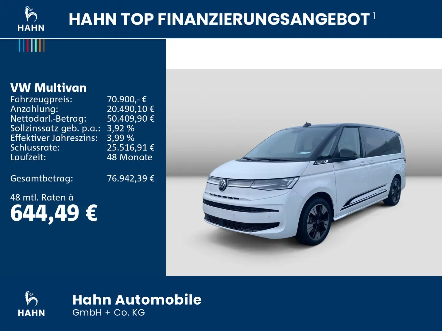 Volkswagen T7 Multivan T7 Multivan Edition lang Panoramadach Digitalcoc Weiß - 2