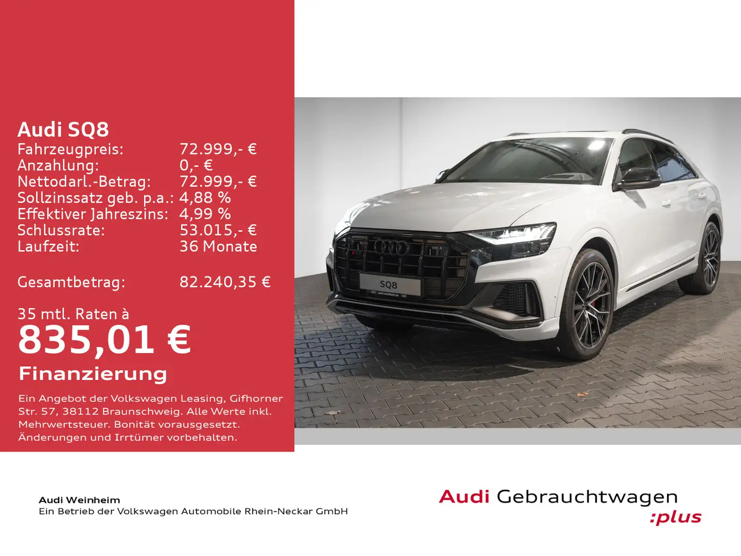 Audi SQ8 4.0 TFSI Black Paket S Head-Up Pano Rautenst Weiß - 2