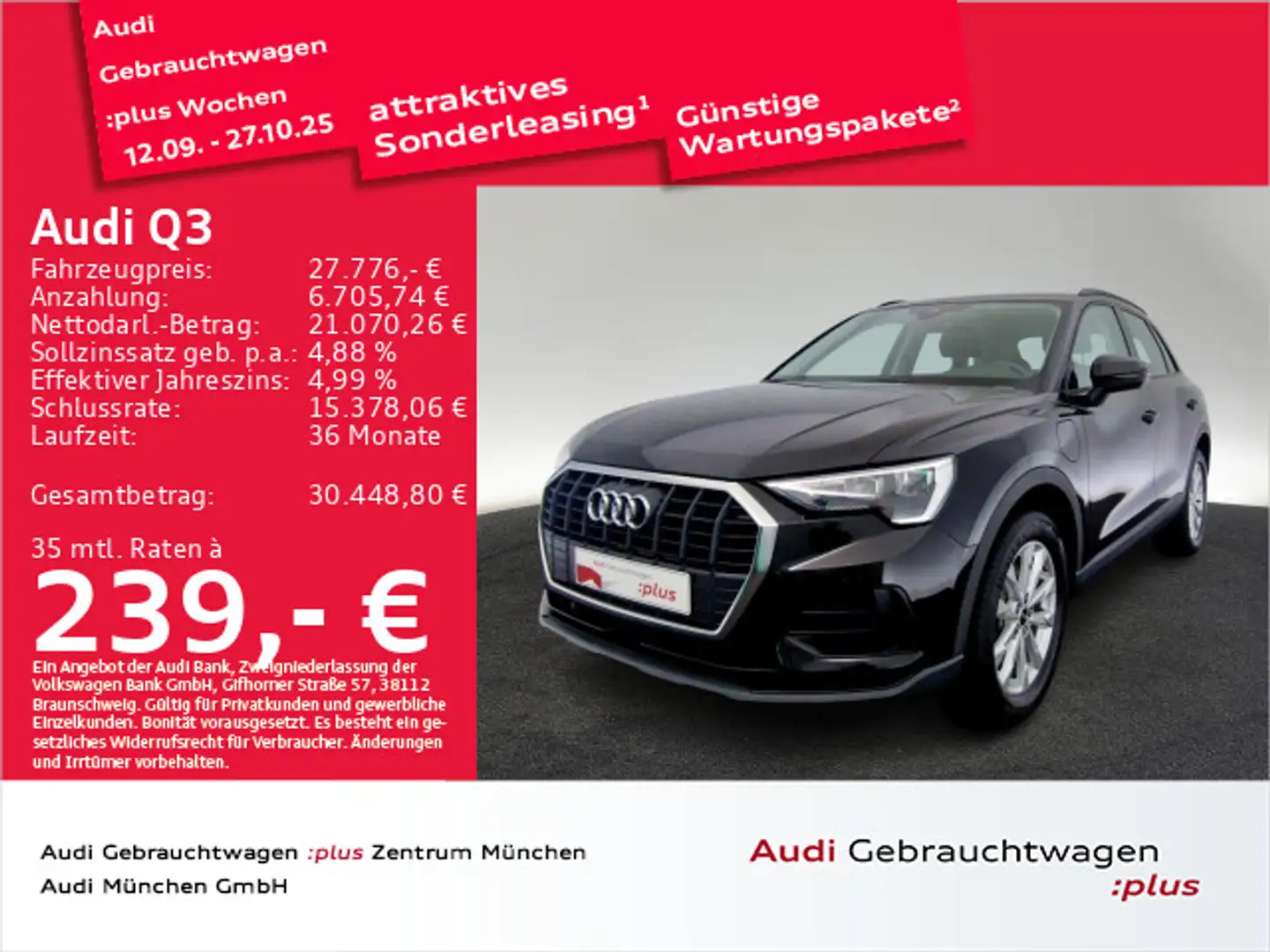 Audi Q3 45 TFSI e S tronic Virtual+/Navi+/LED Schwarz - 1
