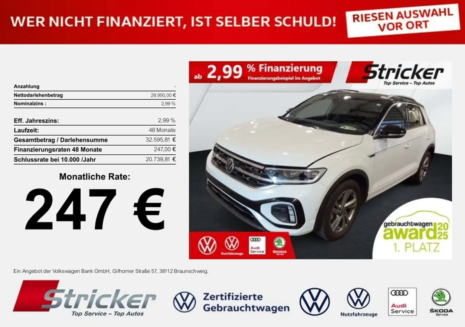 Volkswagen T-Roc R-Line 1.5TSI DSG 247,-ohne Anzahlung Navi AHK Ka Weiß - 2