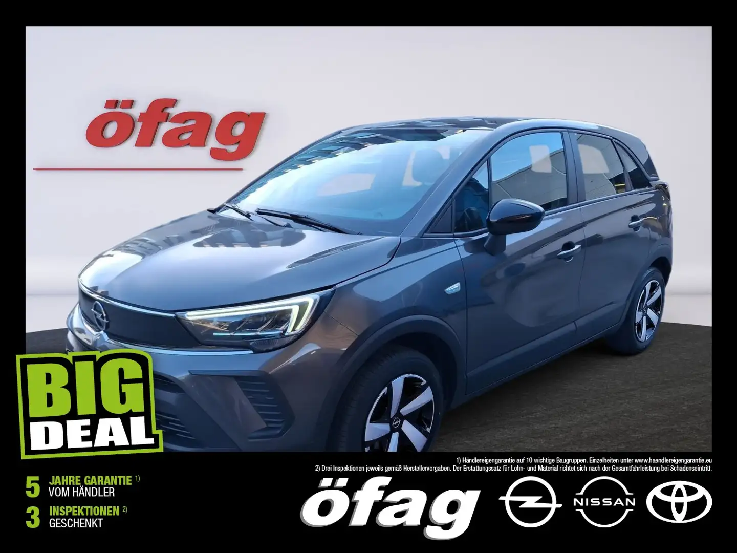 Opel Crossland 1.2 Turbo Edition AHK+LED+Navi+SHZ+LM Grau - 1