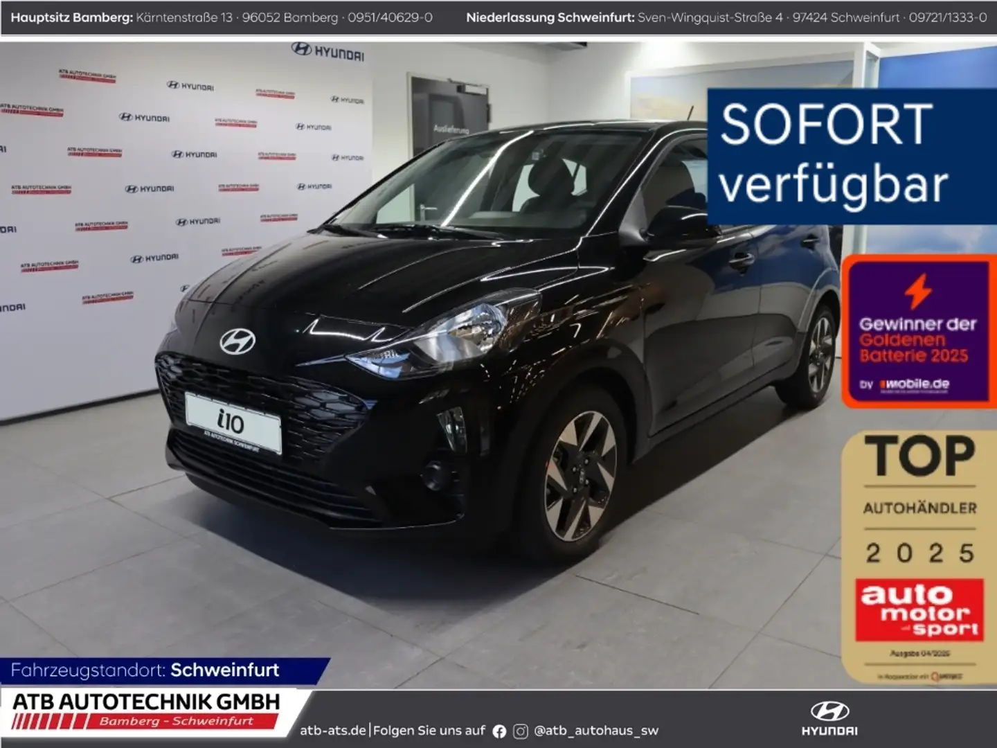 Hyundai i10 Trend MY25 1.0 Benzin 63 PS 5-MT 2WD Navi Apple Ca Schwarz - 1