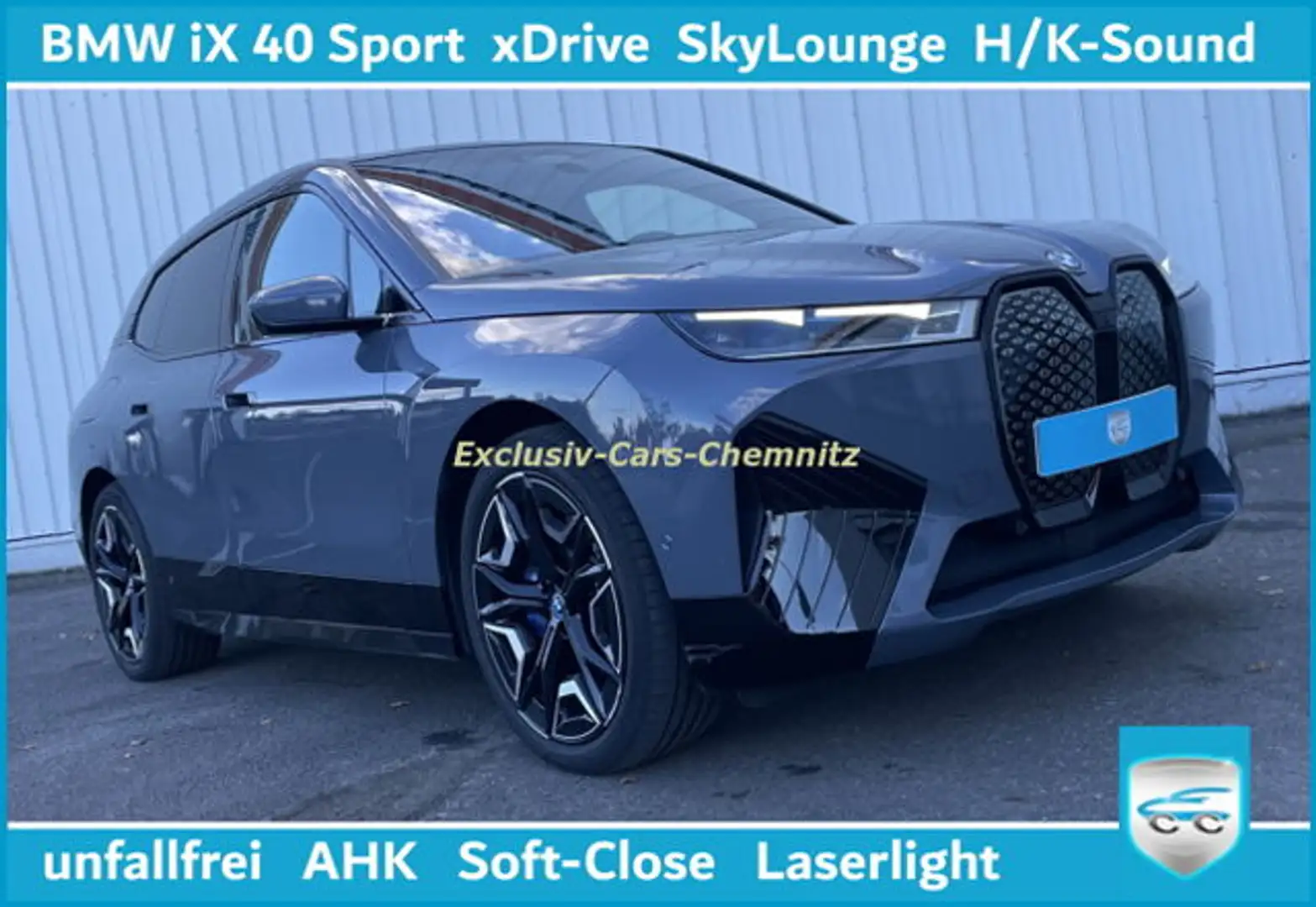 BMW iX 40 xDrive Sport AHK H/K Garantie unfallfrei Indivi Šedá - 1