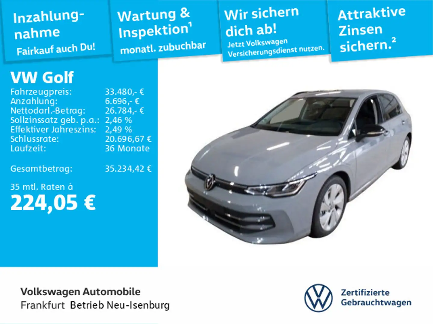 Volkswagen Golf VIII 1.5 TSI DSG eHybrid Goal FrontAssist L Grau - 1