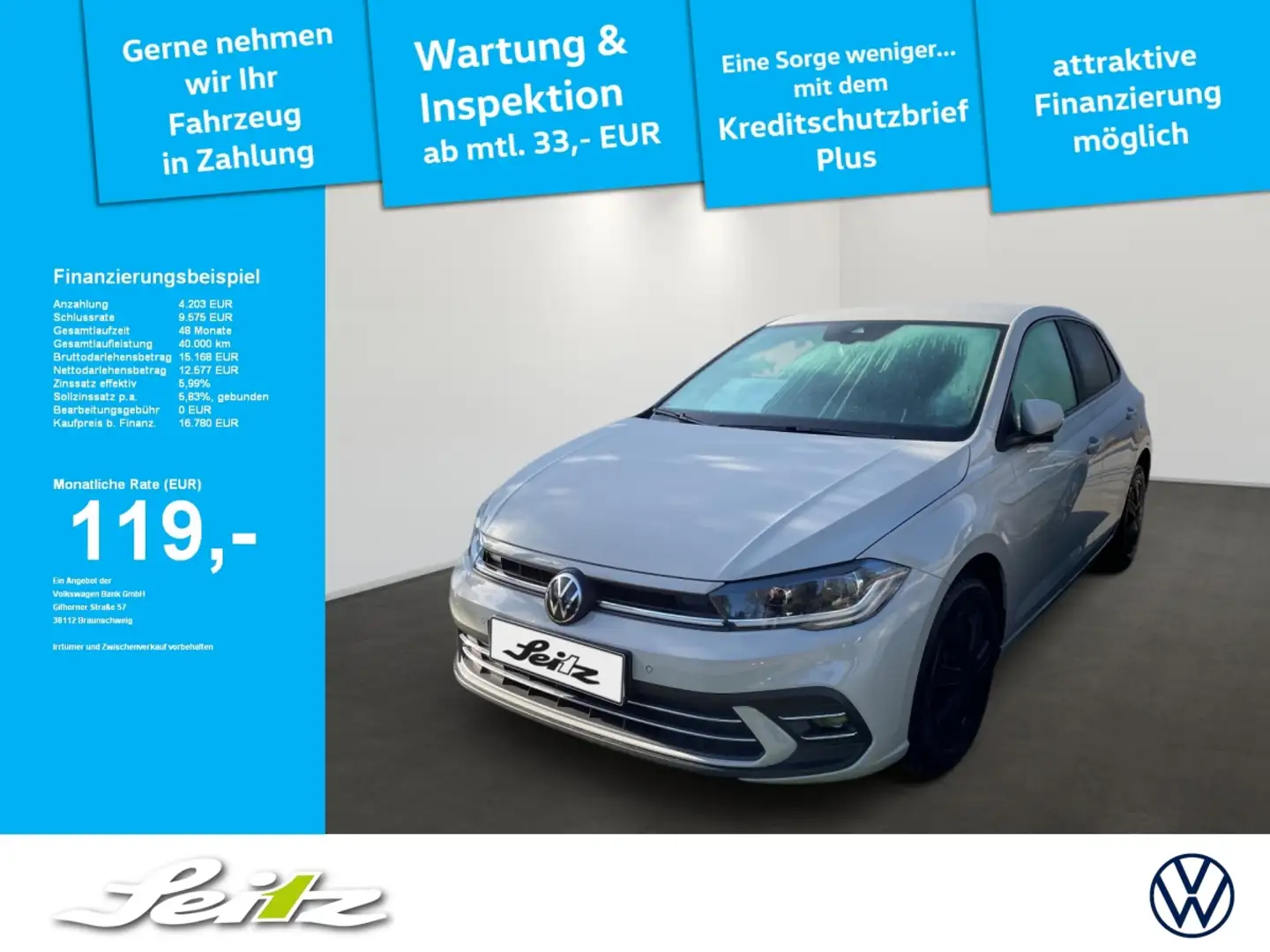 Volkswagen Polo VI 1.0 TSI Style *MATRIX*PDC*SITZH* Grau - 1