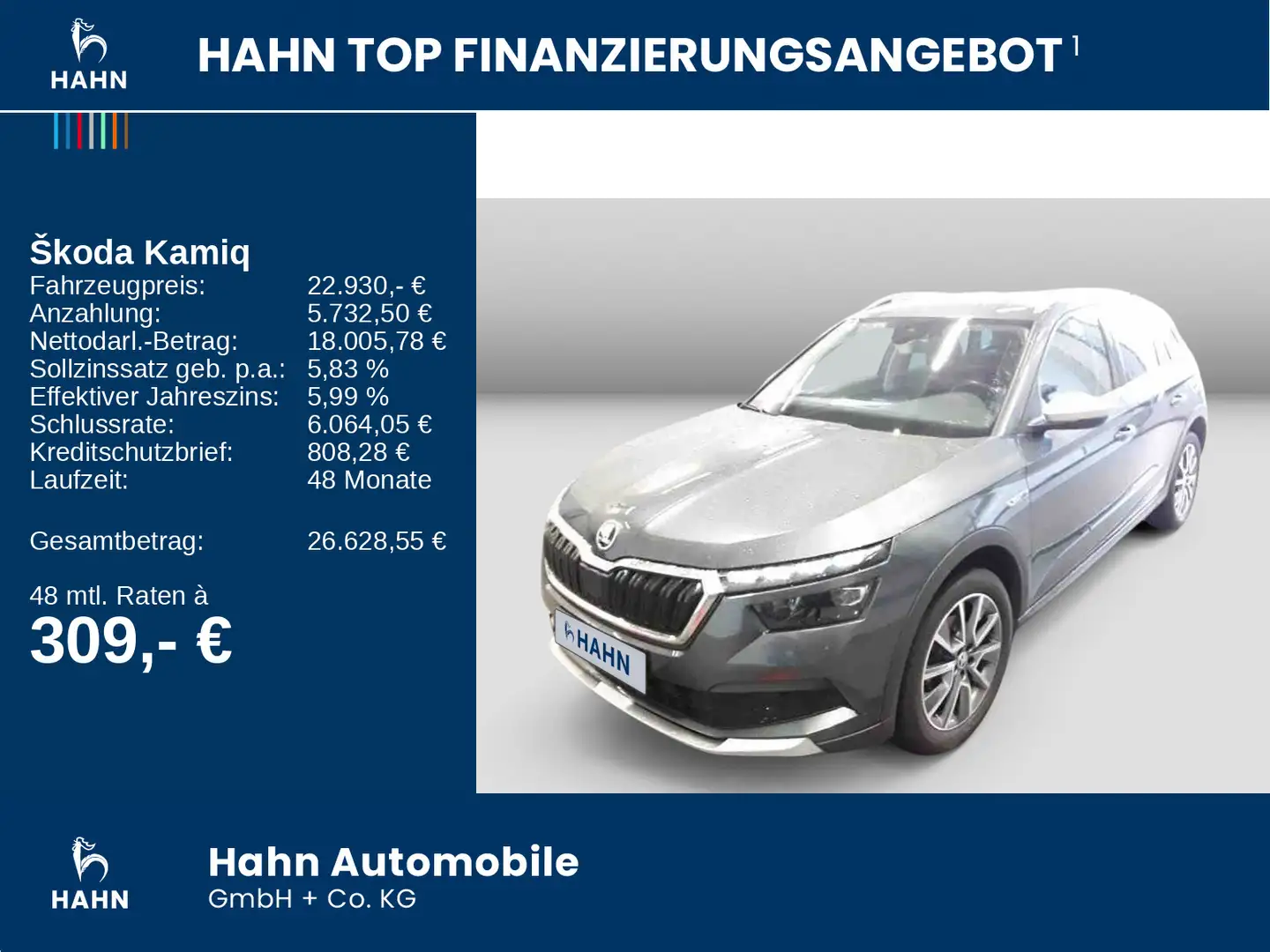 Skoda Kamiq 1.5 TSI DSG Scoutline AHK LED Navi Einpark Grau - 2