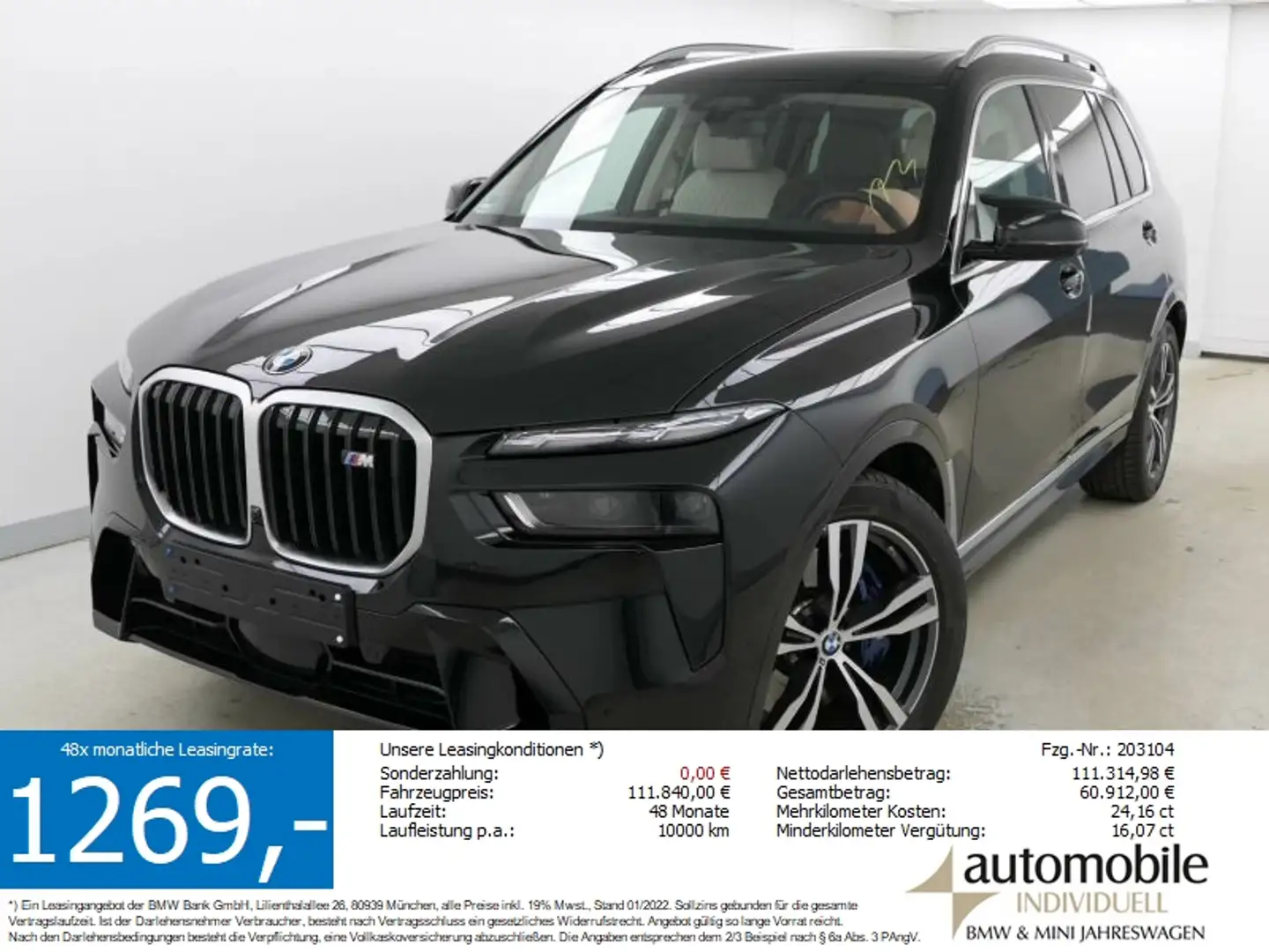 BMW X7 M 60i xDrive Individual  PanoramSkyLounge B&W - 1