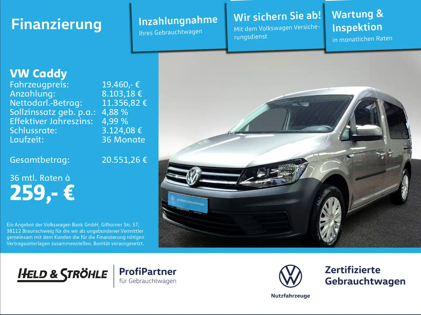 Volkswagen Caddy Trendline 2.0 TDI AHK NAV PDC SHZ GRA Beige - 1