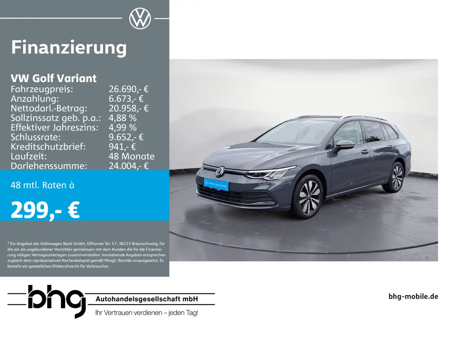 Volkswagen Golf Variant 1.0 eTSI OPF DSG Life AHK ACC Navi Grau - 1