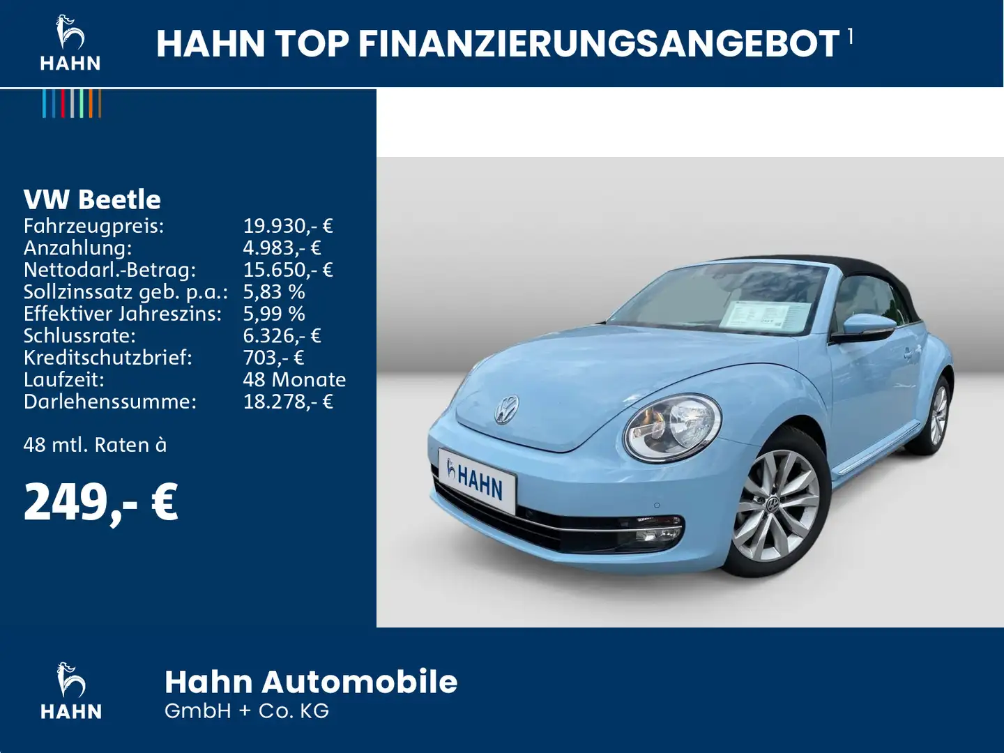 Volkswagen Beetle Cabriolet 1.2 TSI Design Navi PDC Klima Blau - 2