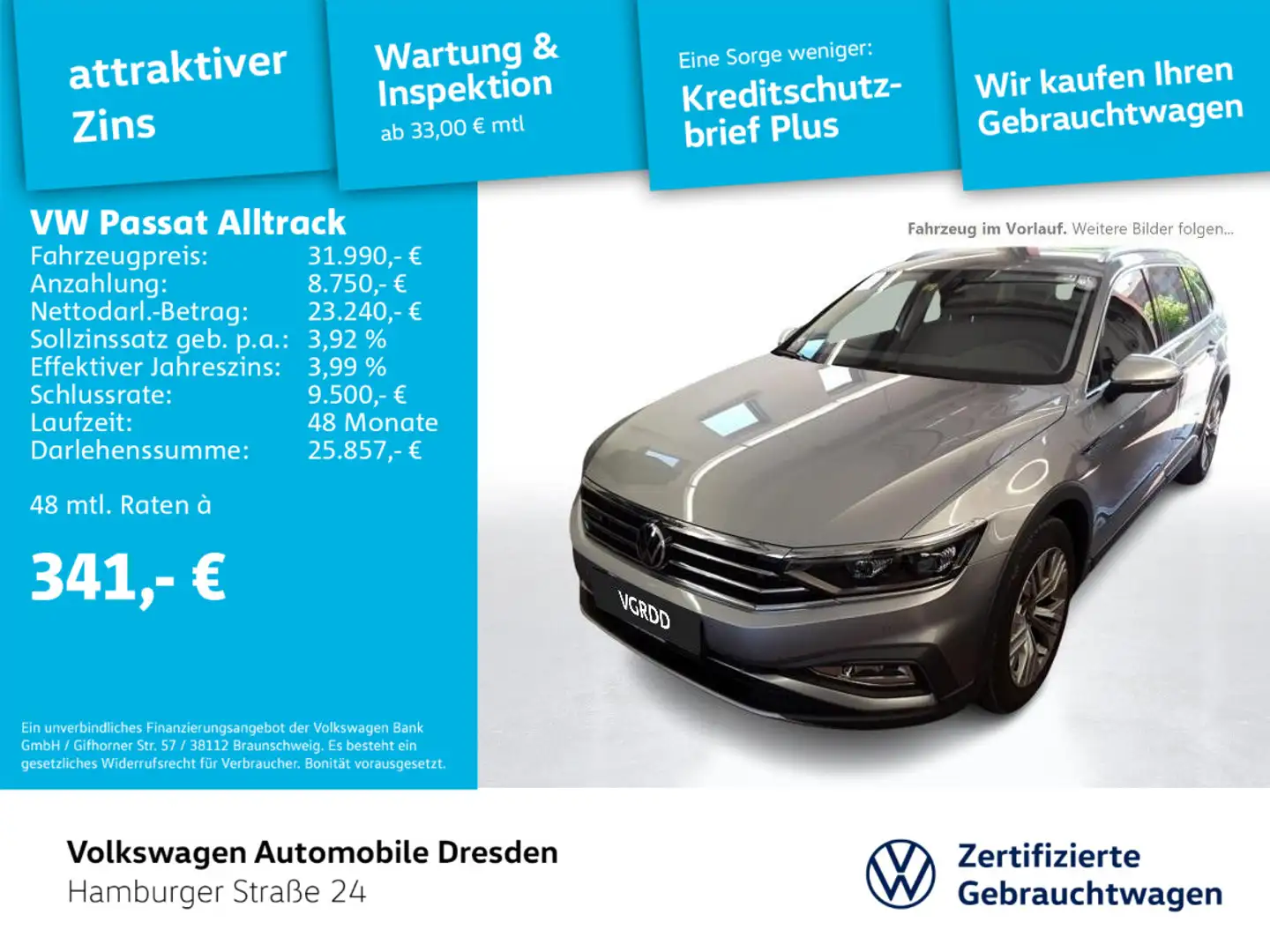 Volkswagen Passat Alltrack Passat Variant Alltrack 2.0 TDI DSG 4M IQ AREA Silber - 1