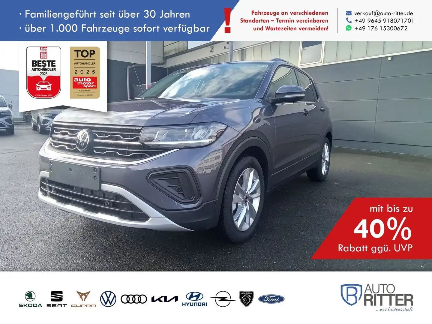 Volkswagen T-Cross Life ACC|AHK|RFK|LED|Carplay|Klima|PD... Grau - 1