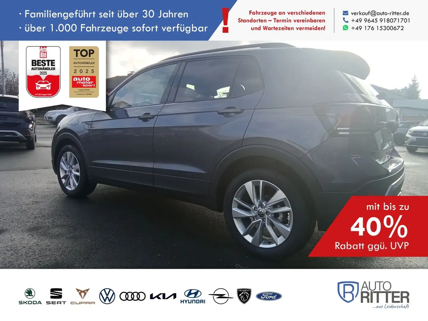 Volkswagen T-Cross Life ACC|AHK|RFK|LED|Carplay|Klima|PD... Grau - 2
