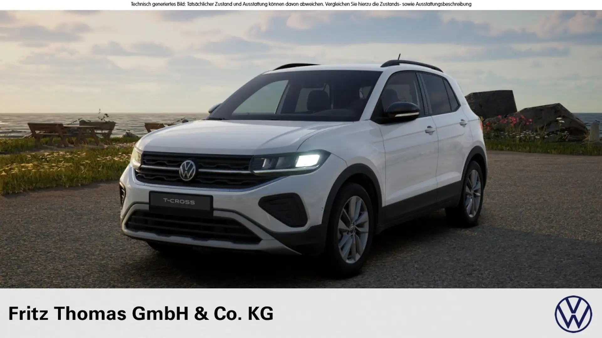 Volkswagen T-Cross 1.0 TSI DSG Goal LED Navi AHK PDC SHZ Klima Navi Weiß - 1