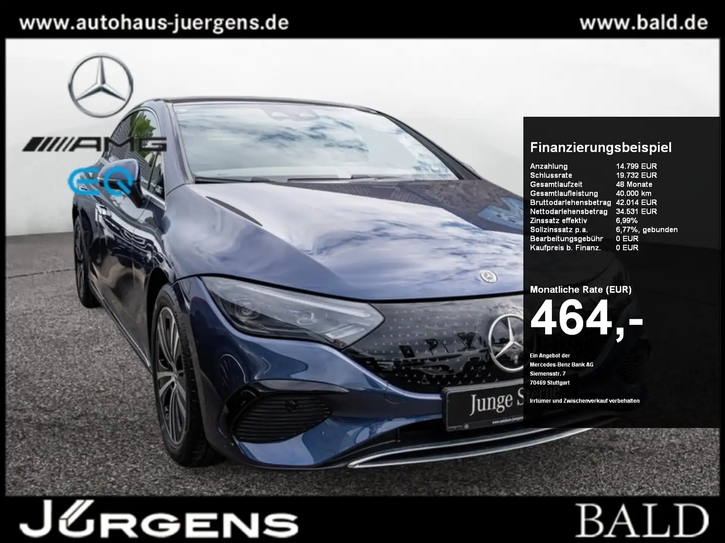 Mercedes-Benz EQE 300 ElectricArt/DIGITAL/360/AHK/HA-Lenkung Blauw - 1