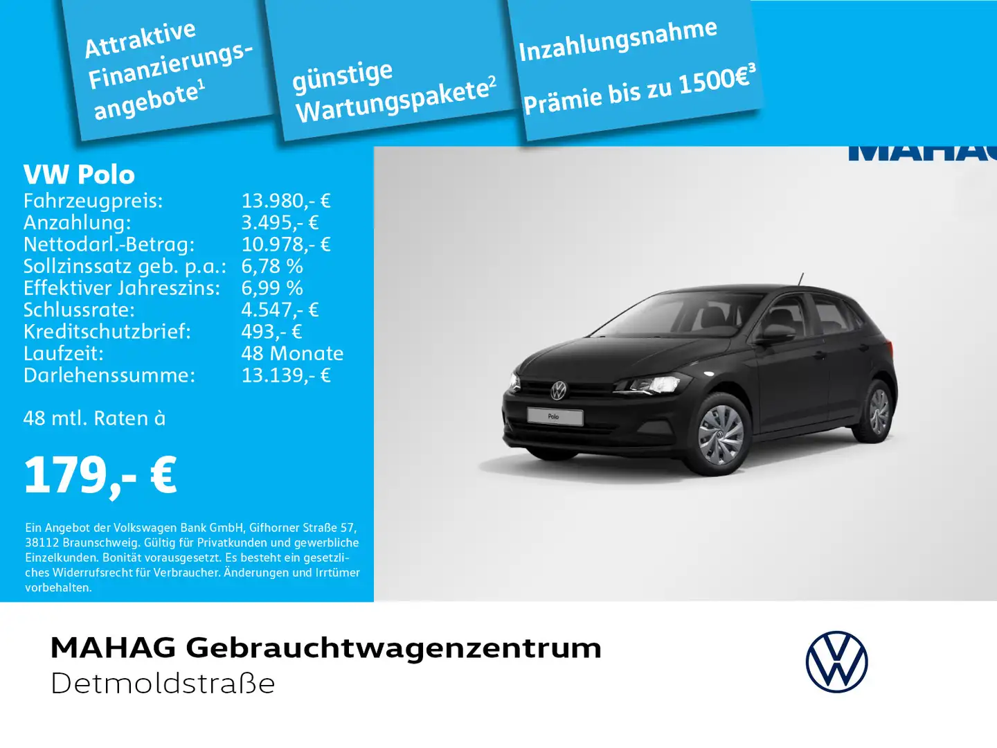 Volkswagen Polo 1.0 Klima DAB+ Bluetooth Sitzhz. 5-Gang Grau - 1