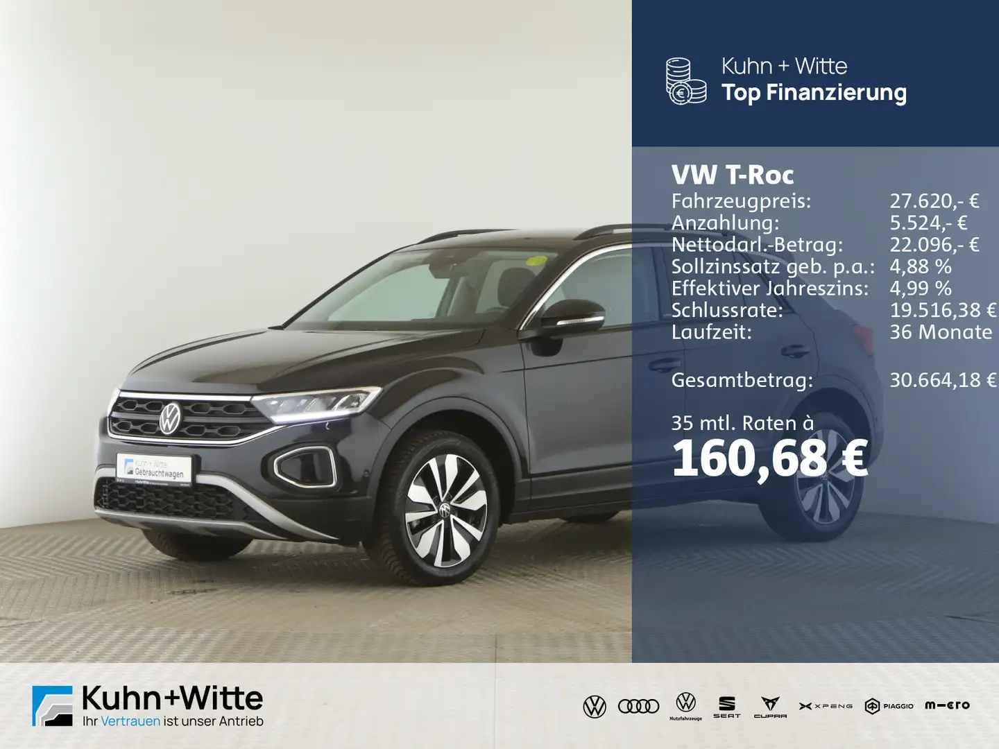 Volkswagen T-Roc 1.5 TSI MOVE *AHK*ACC*LED*RFK*Navi*AppleCa Schwarz - 1