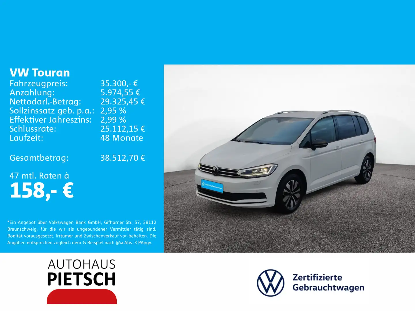 Volkswagen Touran 1.5 TSI Goal Weiß - 1