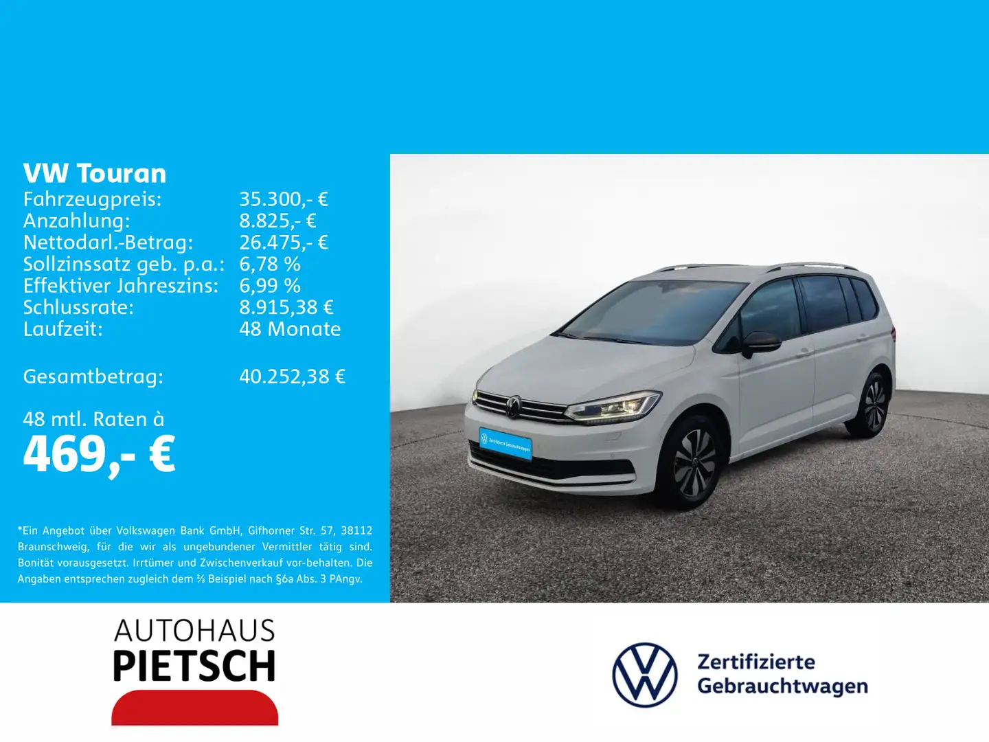 Volkswagen Touran 1.5 TSI Goal Weiß - 1