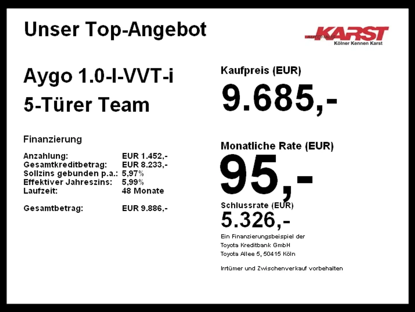 Toyota Aygo 1.0-l-VVT-i 5-Türer Team Deutschland Kamera Weiß - 2