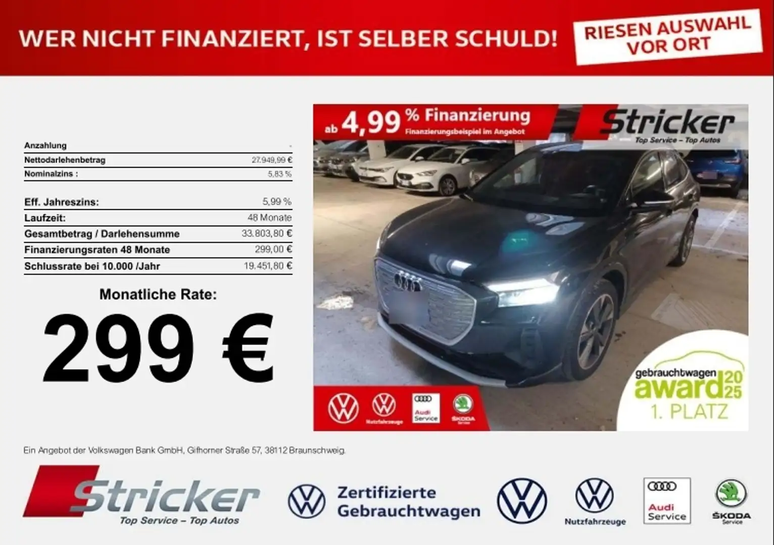 Audi Q4 e-tron 40 Sportback 299,-ohne Anzahlung Navi Kamera Schwarz - 2