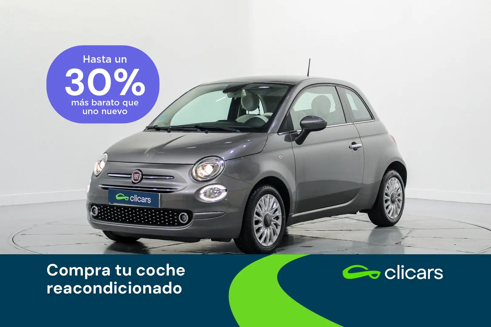Fiat 500 1.2 Lounge Gris - 1