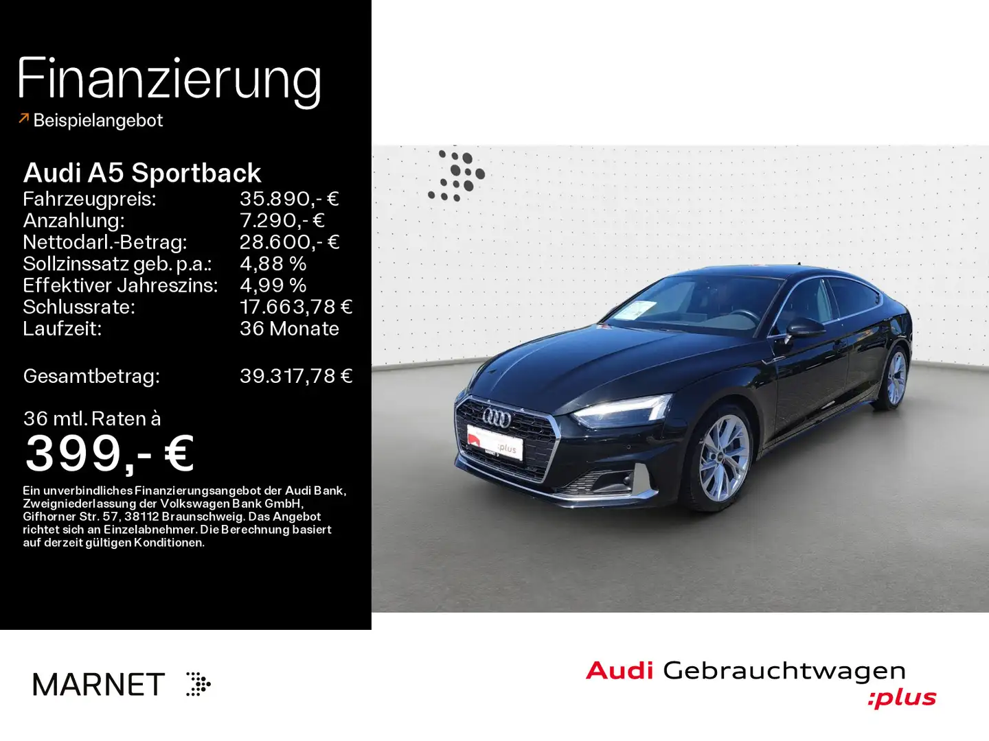 Audi A5 Advanced 40 TDI*Navi*Matrix*Alu*PDC Schwarz - 1