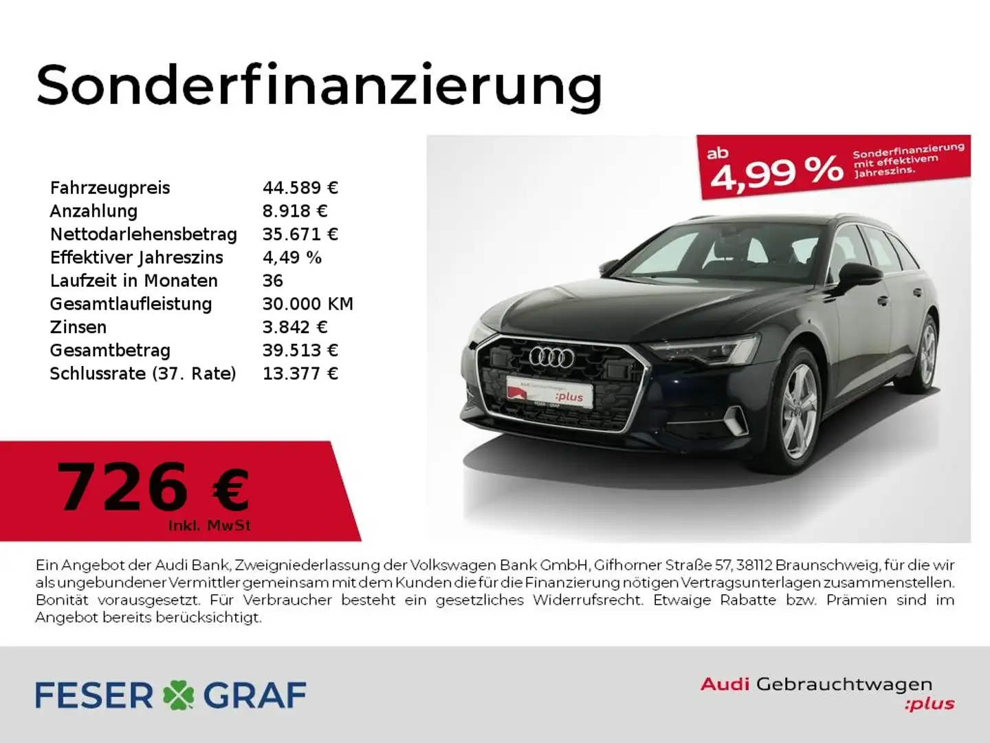Audi A6 Avant advanced 45 TFSI Kamera Pano Matrix LED Schwarz - 1