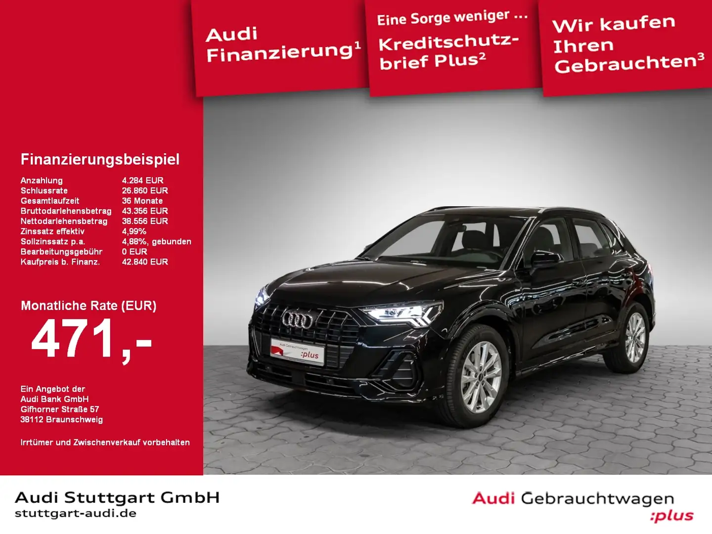 Audi Q3 35 TDI S line Matrix Navi Pano 360° AHK Schwarz - 1