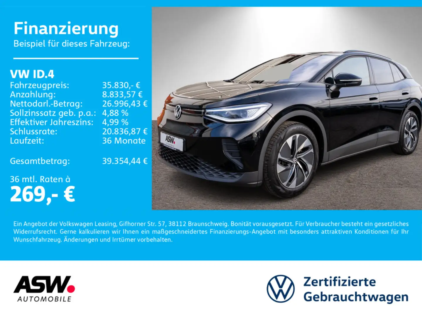 Volkswagen ID.4 Pure Performence LED NAVI AHK WÄRMEPUMPE Schwarz - 1