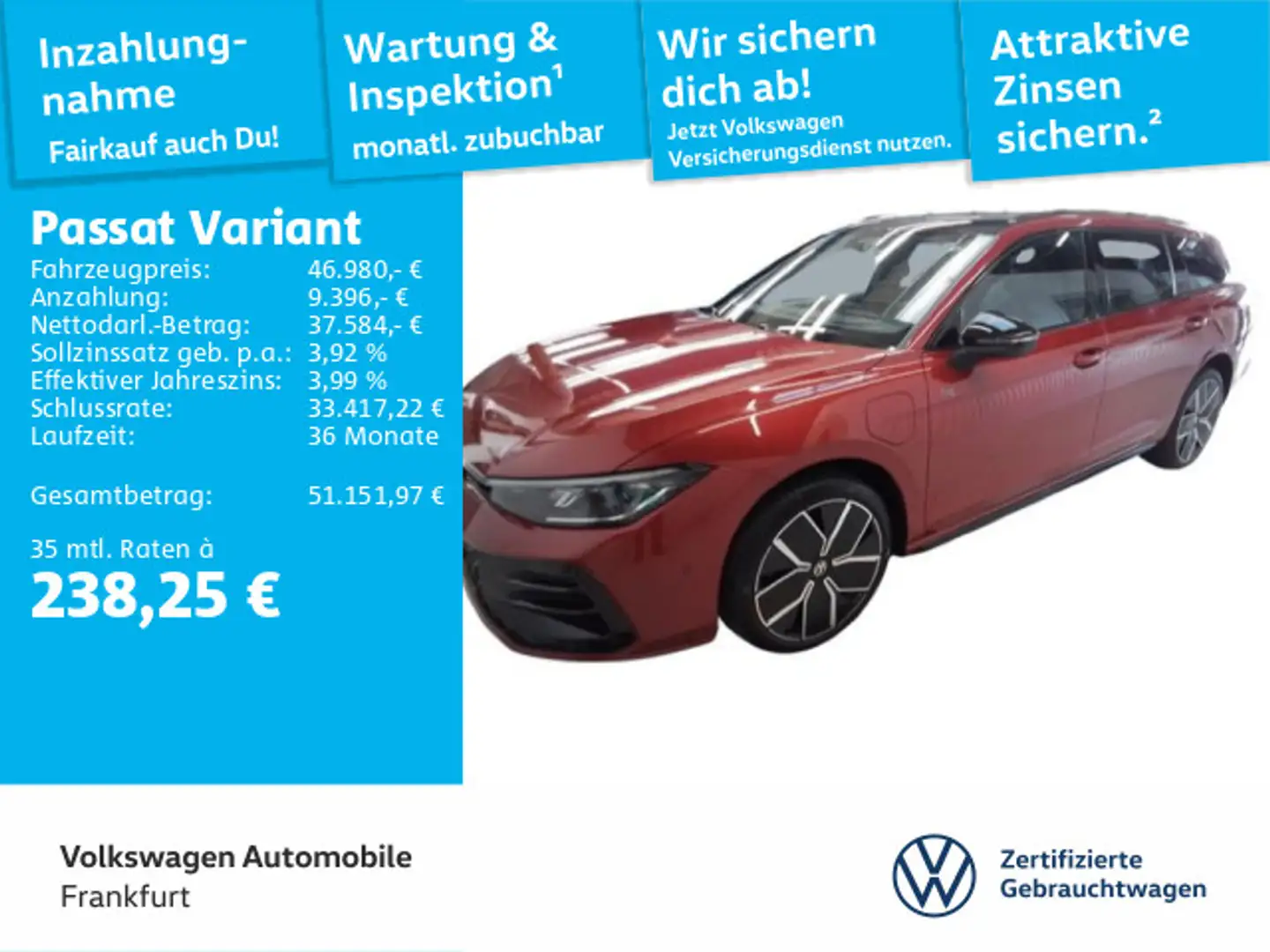 Volkswagen Passat Variant 1.5 TSI DSG eHybrid R-Line Navi I Rot - 1