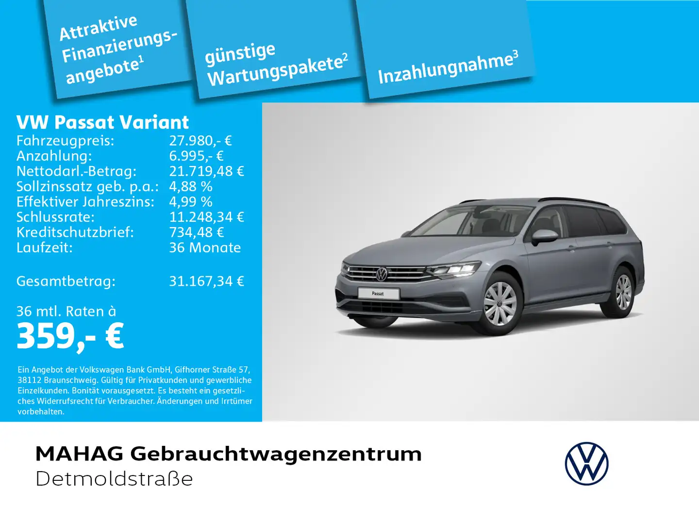 Volkswagen Passat Variant 1.5 TSI LED Navi ParkPilot RearVi Grau - 1