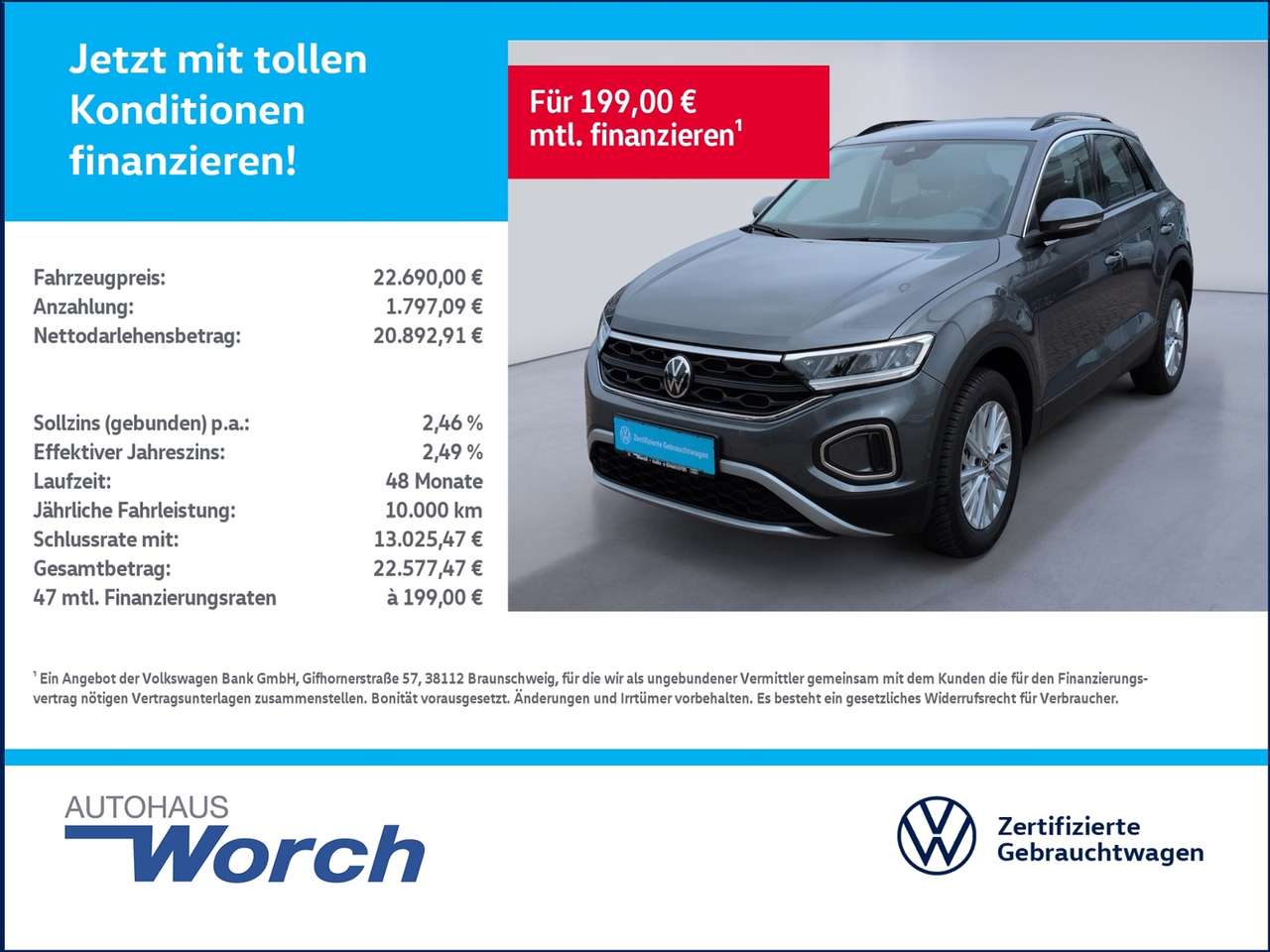 Volkswagen T-Roc 2025 — 1.0 TSI LIFE LED+NAVI+CLIMATRONIC+SHZ+