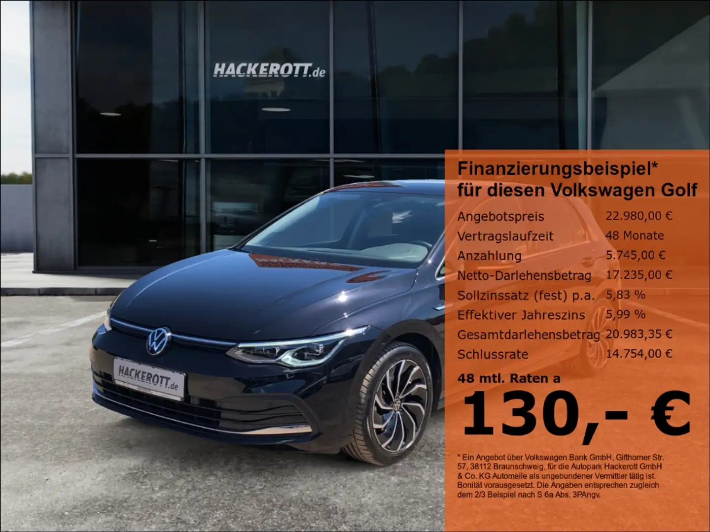 Volkswagen Golf Style 1.5 TSI PDC Navi Klima ACC AppConnect Schwarz - 1