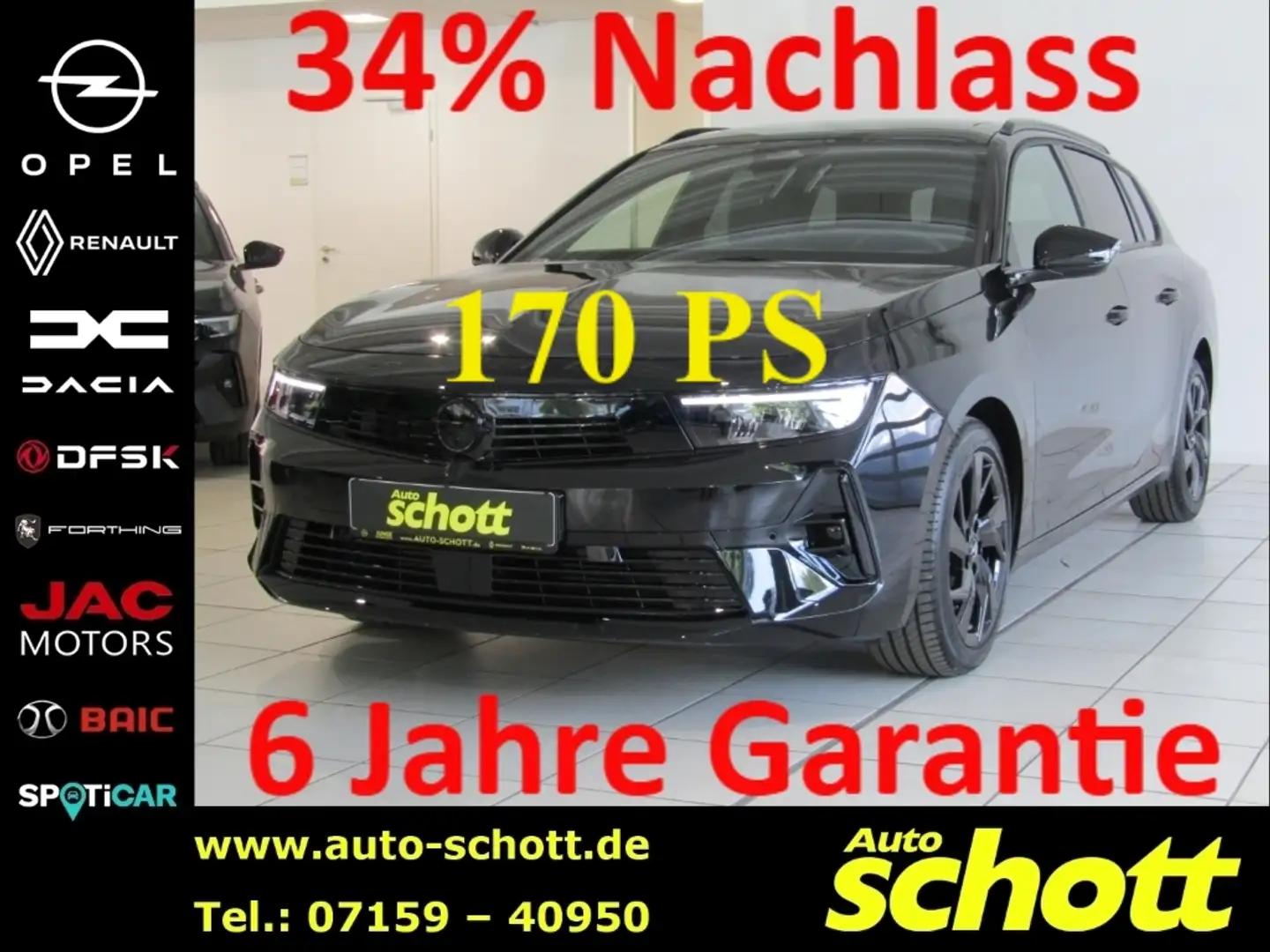 Opel Astra Sports Tourer GS 1.2 Turbo 130 PS LEDER KAM SHZ LH Schwarz - 1
