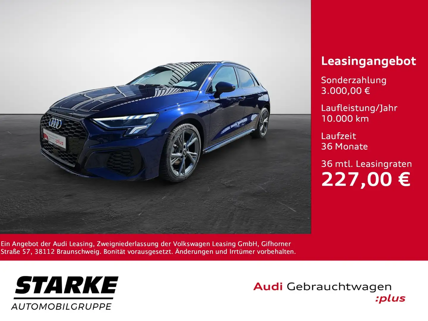 Audi A3 Sportback 30 TDI S tronic S line NaviPlus AHK L... Blau - 1