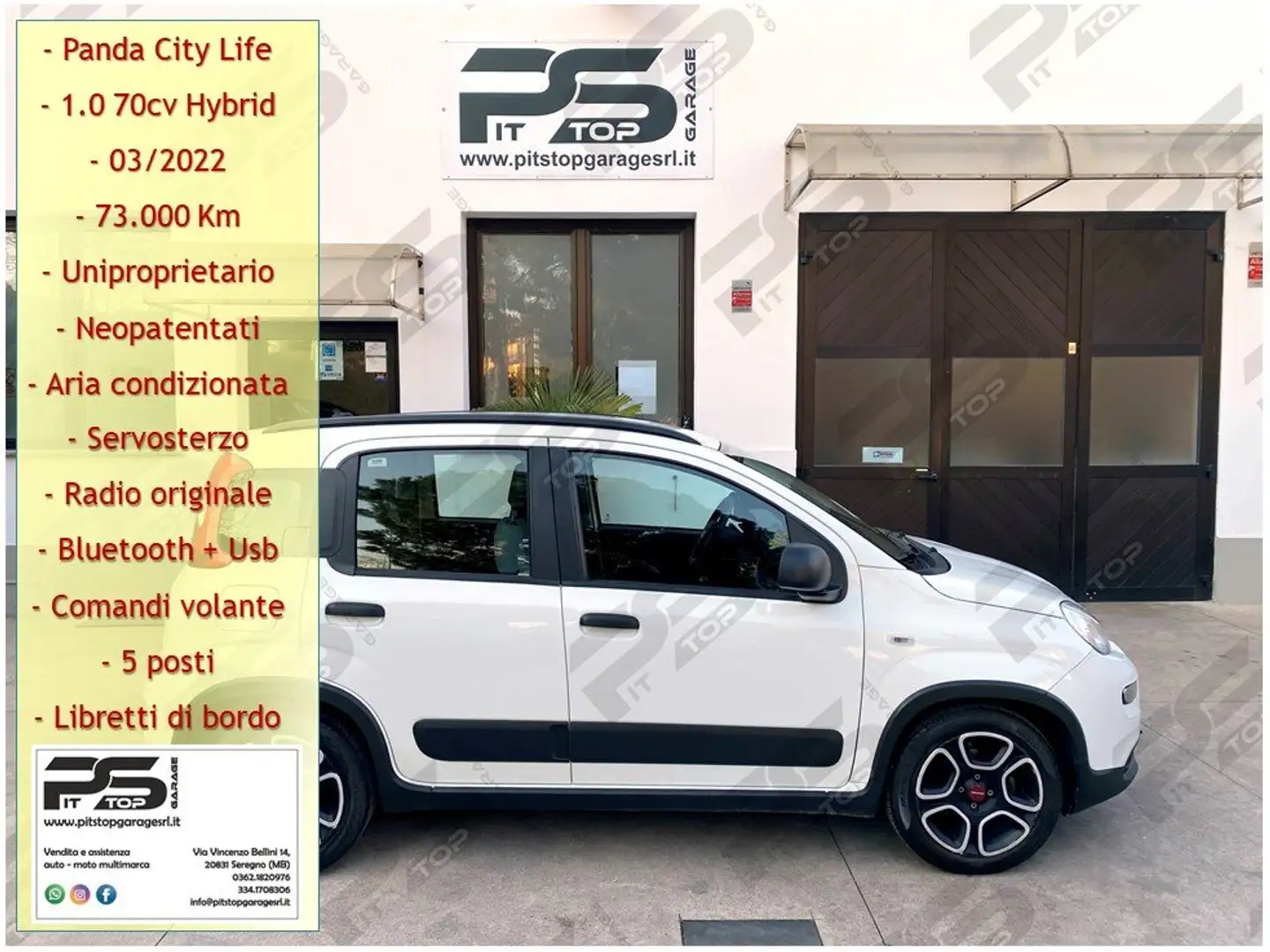 Fiat Panda Panda 1.0 hybrid City Life 70cv - Unipro - Neopat Bianco - 1